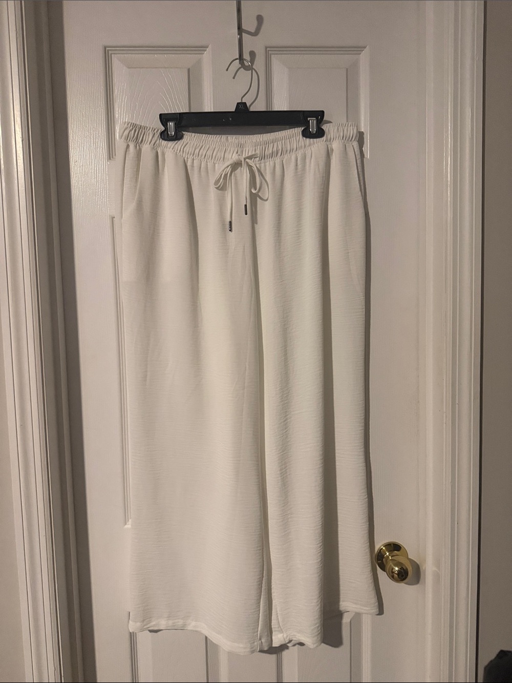 Philosophy White Elastic Waist Wide-Leg Pants
